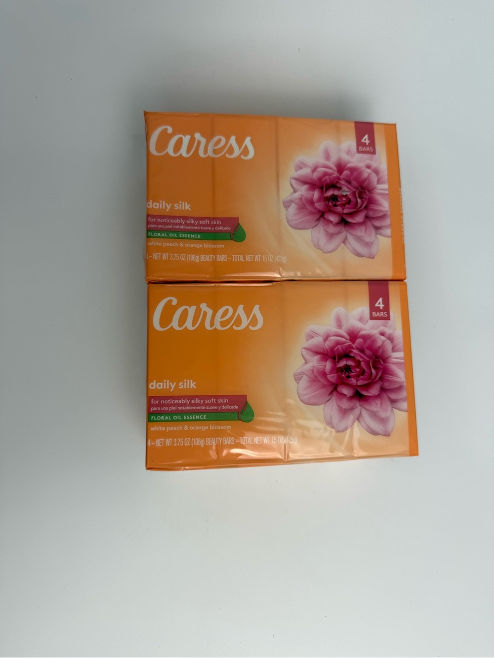 ORIGINAL Caress Daily Silk Beauty Bar Soap ~ White Peach & Orange Blossom 8 Ct